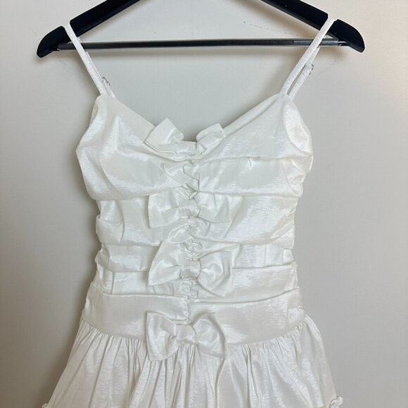 FOR LOVE & LEMONS Whipped Cream Taffeta Mini Dress in White Size X-Small - Picture 5 of 13